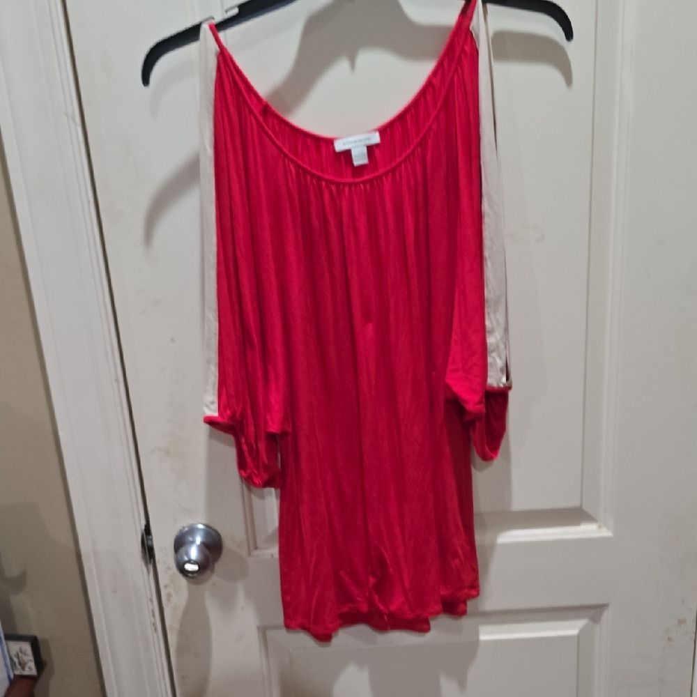 Boston Proper Red Off-Shoulder Blouse